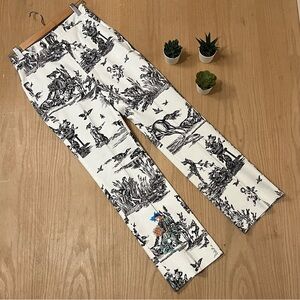 Weekend Max Mara "Trophy Day” Collection Printed Cotton Embroidered Pants